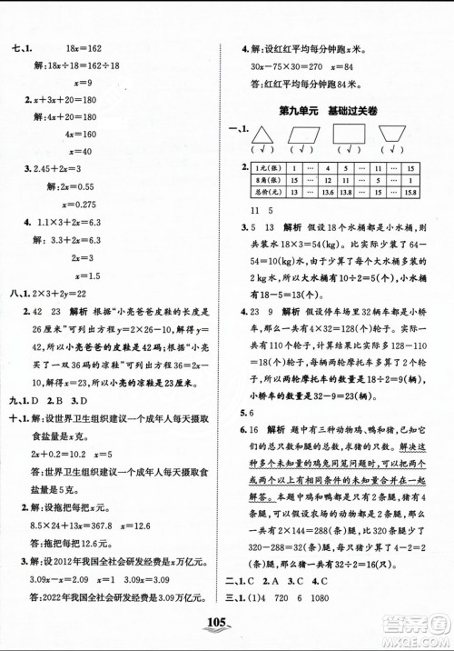 江西人民出版社2023年秋王朝霞培优100分五年级数学上册冀教版答案 江西人民出版社2023年秋王朝霞培优100分五年级数学上册冀教版答案