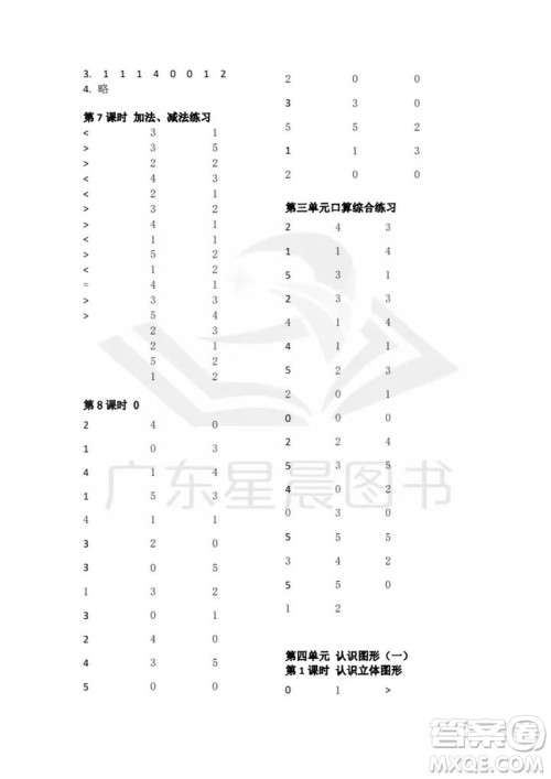 吉林出版集团股份有限公司2023年秋小学数学口算速算心算一年级上册人教版参考答案