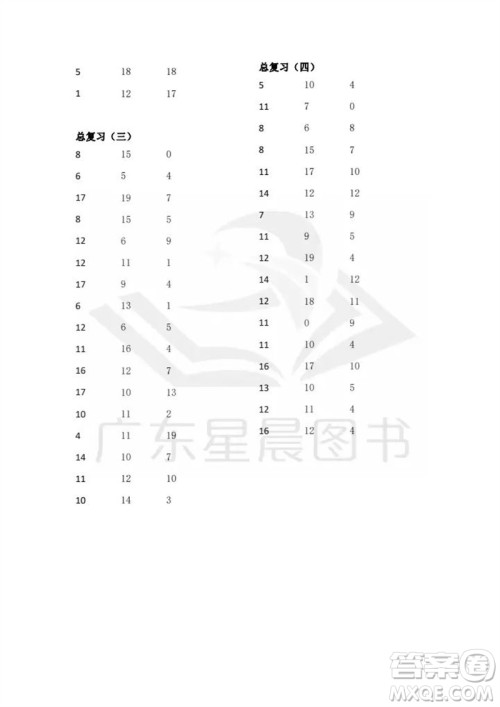 吉林出版集团股份有限公司2023年秋小学数学口算速算心算一年级上册人教版参考答案