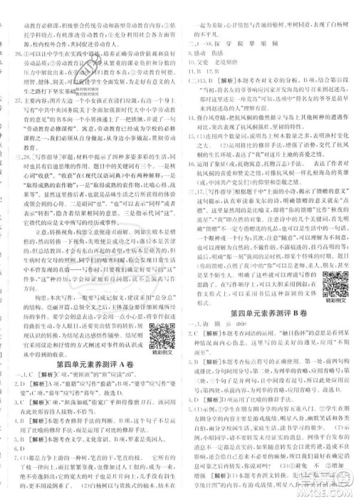 新疆青少年出版社2024年秋海淀单元测试AB卷八年级语文上册人教版答案 新疆青少年出版社2024年秋海淀单元测试AB卷八年级语文上册人教版答案