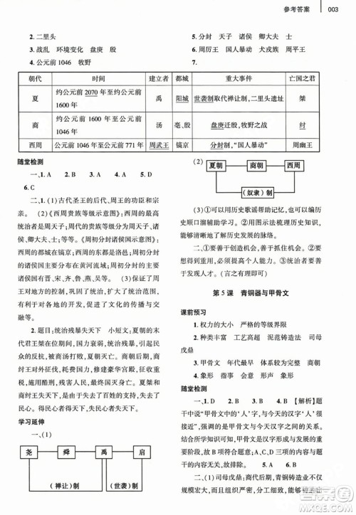 大象出版社2023年秋基础训练七年级历史上册人教版答案