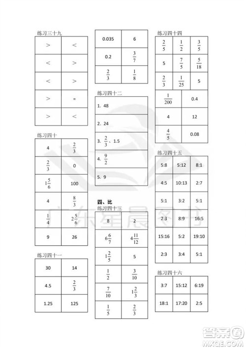 广东人民出版社2023年秋核心素养数学口算每天一练六年级上册人教版参考答案