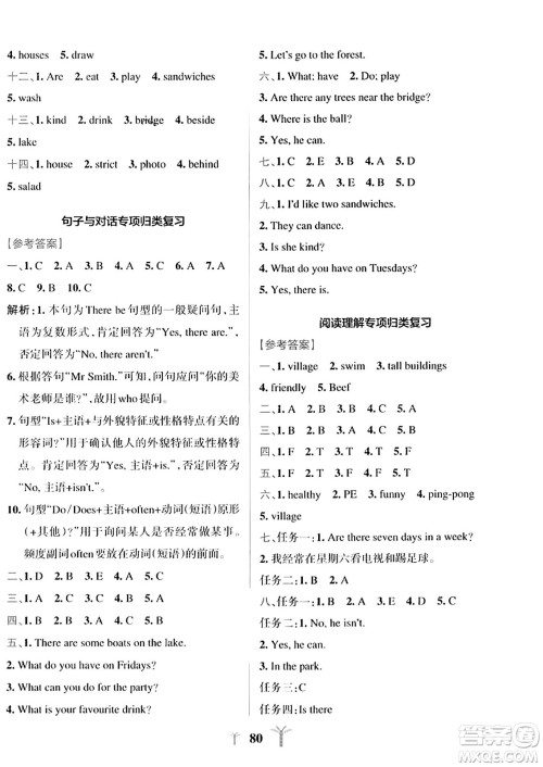 陕西师范大学出版总社2023年秋PASS小学学霸冲A卷五年级英语上册人教版答案 陕西师范大学出版总社2023年秋PASS小学学霸冲A卷五年级英语上册人教版答案