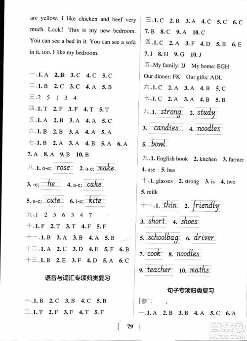 陕西师范大学出版总社2023年秋PASS小学学霸冲A卷四年级英语上册人教版答案 陕西师范大学出版总社2023年秋PASS小学学霸冲A卷四年级英语上册人教版答案