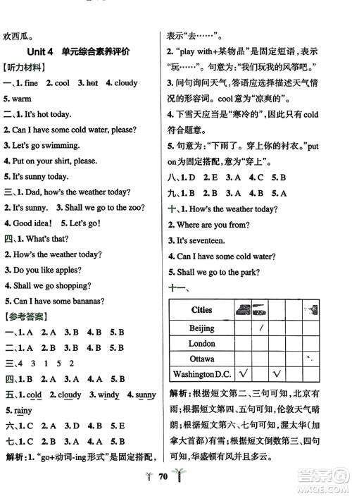 陕西师范大学出版总社2023年秋PASS小学学霸冲A卷四年级英语上册人教精通版答案 陕西师范大学出版总社2023年秋PASS小学学霸冲A卷四年级英语上册人教精通版答案
