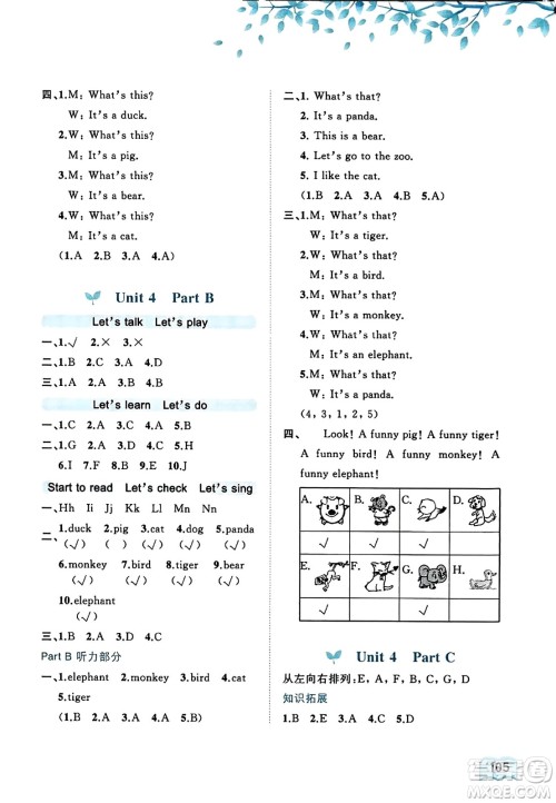 广西教育出版社2023年秋新课程学习与测评同步学习三年级英语上册人教版答案 广西教育出版社2023年秋新课程学习与测评同步学习三年级英语上册人教版答案