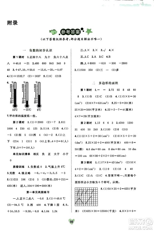 广西教育出版社2023年秋新课程学习与测评同步学习五年级数学上册苏教版答案 广西教育出版社2023年秋新课程学习与测评同步学习五年级数学上册苏教版答案