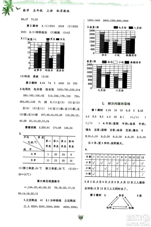 广西教育出版社2023年秋新课程学习与测评同步学习五年级数学上册苏教版答案