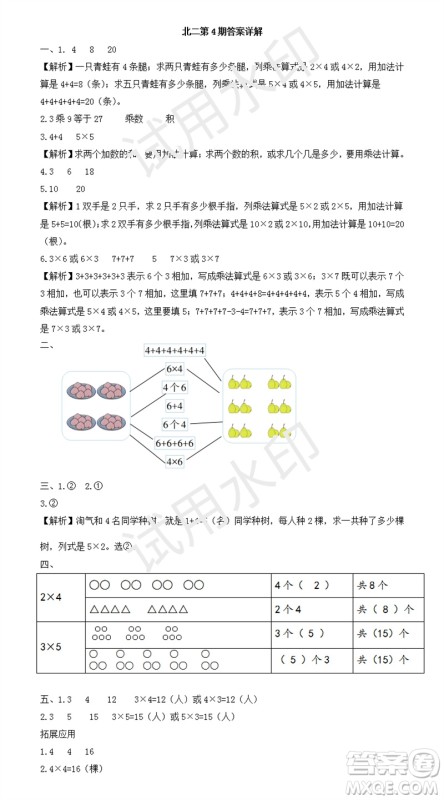 2023年秋学习方法报小学数学二年级上册第1-4期北师大版参考答案