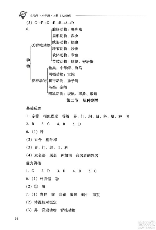 山西教育出版社2023年秋新课程问题解决导学方案八年级生物上册人教版答案 山西教育出版社2023年秋新课程问题解决导学方案八年级生物上册人教版答案