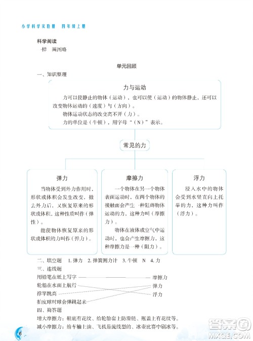 江苏凤凰教育出版社2023年秋小学科学实验册四年级上册苏教版双色版参考答案