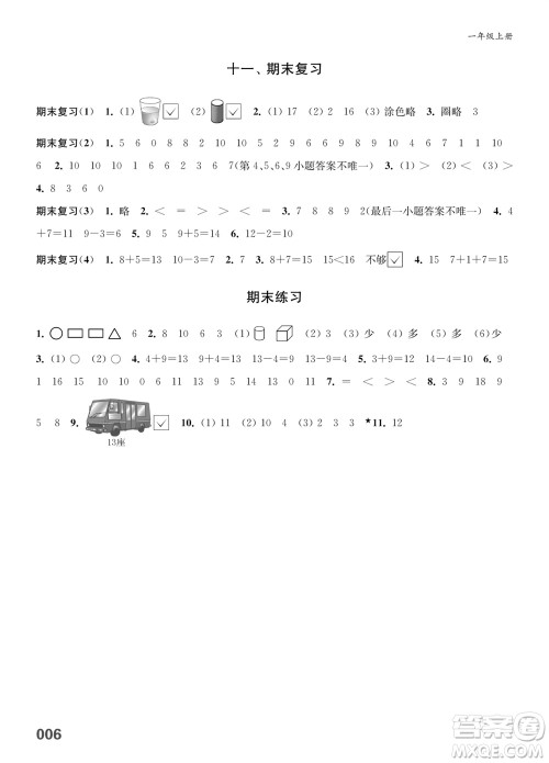 江苏凤凰教育出版社2023年秋小学数学课堂练习一年级上册苏教版参考答案 江苏凤凰教育出版社2023年秋小学数学课堂练习一年级上册苏教版参考答案