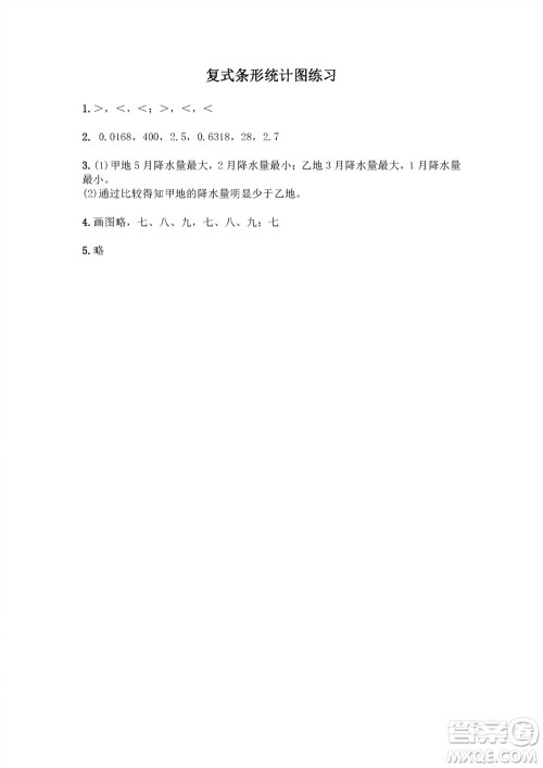 江苏凤凰教育出版社2023年秋练习与测试小学数学五年级上册苏教版双色版A版参考答案