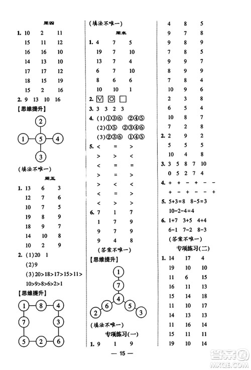 河海大学出版社2023年秋学霸计算达人一年级数学上册北师大版答案 河海大学出版社2023年秋学霸计算达人一年级数学上册北师大版答案