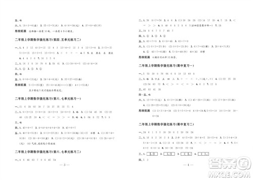江苏凤凰教育出版社2023年秋练习与测试小学数学二年级上册苏教版双色版C版参考答案