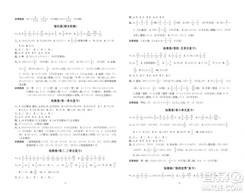 江苏凤凰教育出版社2023年秋小学数学强化拓展卷六年级上册苏教版提升版参考答案