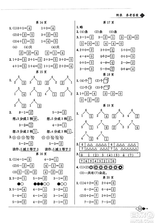 龙门书局2023年秋黄冈小状元同步计算天天练一年级数学上册人教版答案 龙门书局2023年秋黄冈小状元同步计算天天练一年级数学上册人教版答案