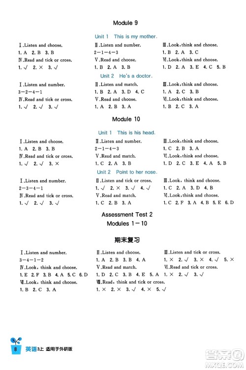 四川教育出版社2023年秋新课标小学生学习实践园地三年级英语上册外研版三起点答案