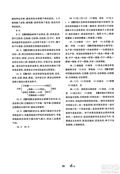 广西师范大学出版社2023年秋新课程学习与测评单元双测七年级生物上册人教版A版答案 广西师范大学出版社2023年秋新课程学习与测评单元双测七年级生物上册人教版A版答案