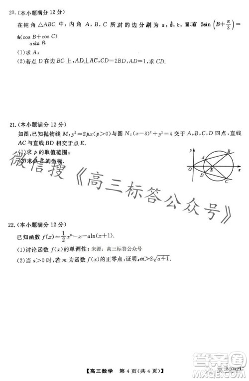 金科大联考2024届高三10月质量检测数学试卷答案