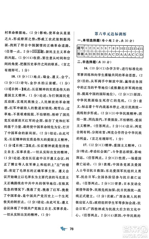 广西师范大学出版社2023年秋新课程学习与测评单元双测八年级中国历史上册人教版A版答案 广西师范大学出版社2023年秋新课程学习与测评单元双测八年级中国历史上册人教版A版答案