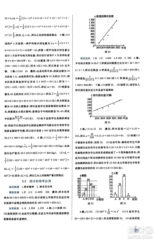 广西教育出版社2023年秋新课程学习与测评同步学习九年级数学全一册湘教版答案