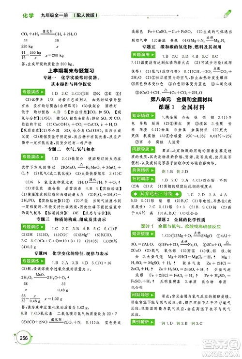 广西教育出版社2023年秋新课程学习与测评同步学习九年级化学全一册人教版答案