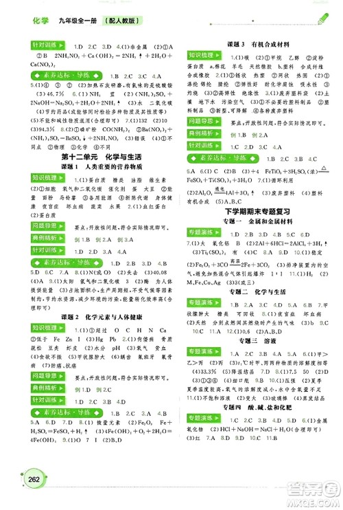 广西教育出版社2023年秋新课程学习与测评同步学习九年级化学全一册人教版答案 广西教育出版社2023年秋新课程学习与测评同步学习九年级化学全一册人教版答案