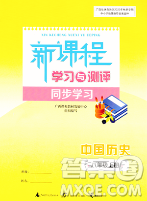 广西教育出版社2023年秋新课程学习与测评同步学习八年级历史上册通用版答案