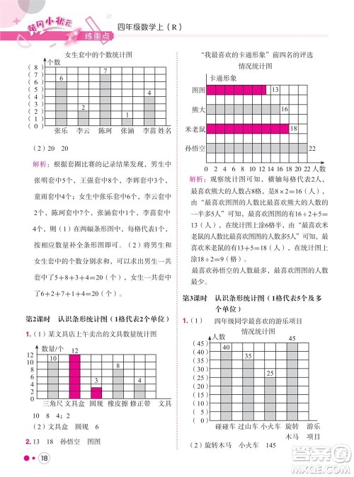 龙门书局2023年秋黄冈小状元练重点培优同步作业四年级数学上册人教版参考答案