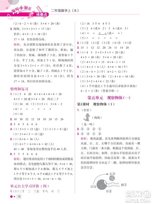 龙门书局2023年秋黄冈小状元练重点培优同步作业二年级数学上册人教版参考答案 龙门书局2023年秋黄冈小状元练重点培优同步作业二年级数学上册人教版参考答案