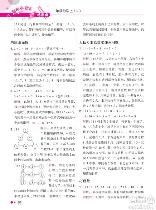 龙门书局2023年秋黄冈小状元练重点培优同步作业一年级数学上册人教版参考答案 龙门书局2023年秋黄冈小状元练重点培优同步作业一年级数学上册人教版参考答案