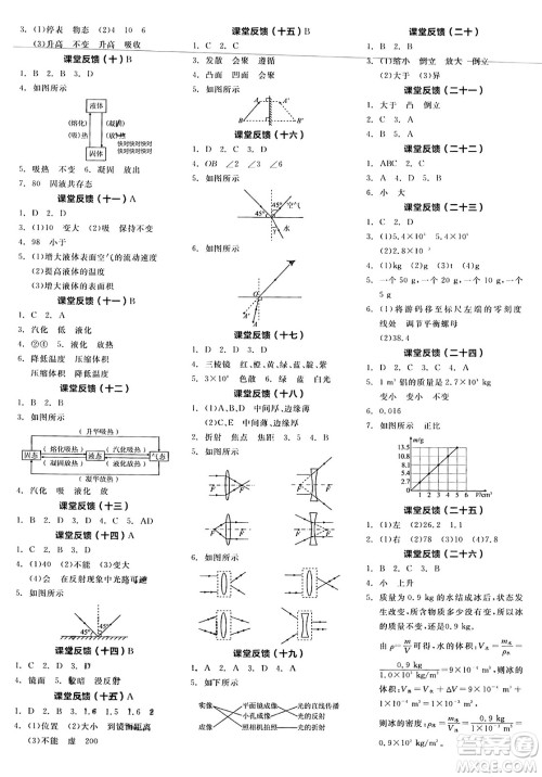阳光出版社2023年秋全品学练考八年级物理上册人教版答案