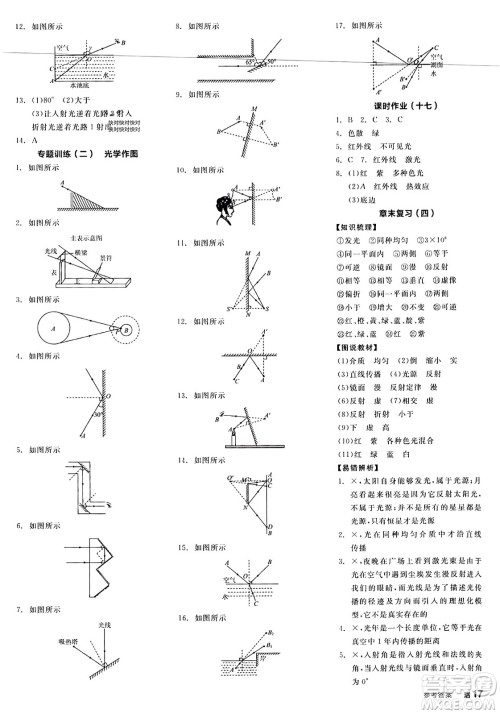 阳光出版社2023年秋全品学练考八年级物理上册人教版答案