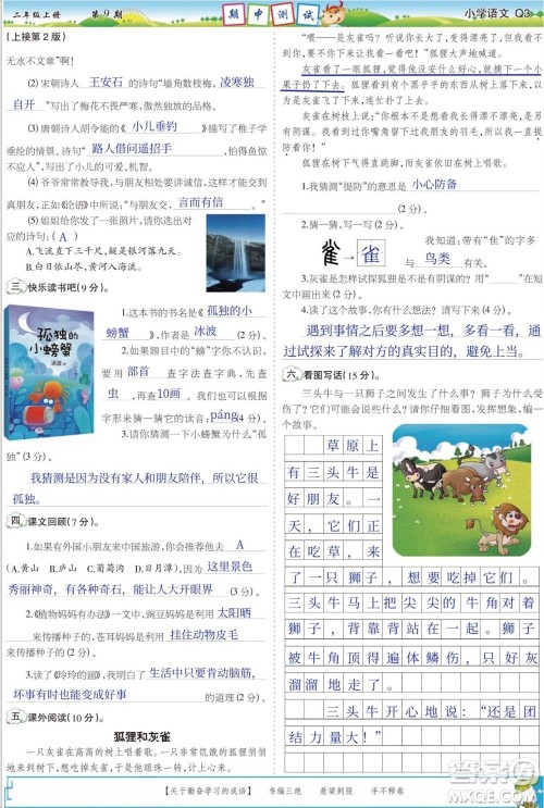 2023年秋少年智力开发报二年级语文上册人教版第9-12期答案 2023年秋少年智力开发报二年级语文上册人教版第9-12期答案