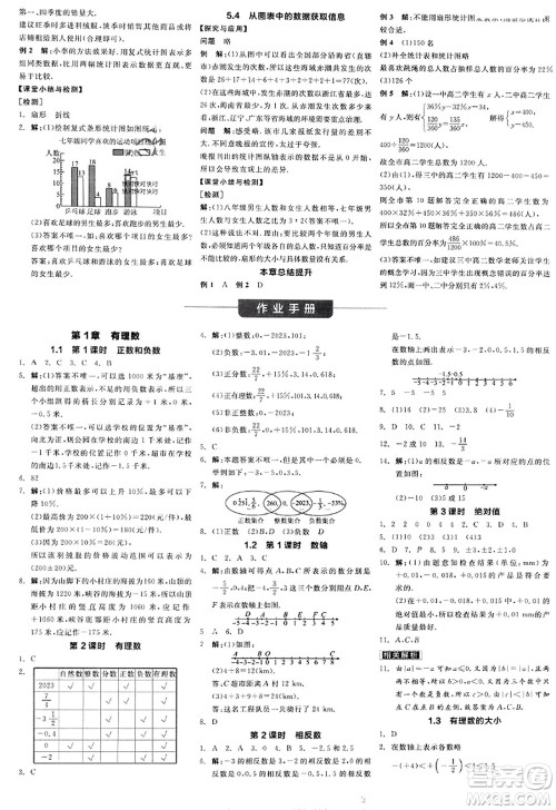 阳光出版社2023年秋全品学练考作业手册七年级数学上册沪科版答案 阳光出版社2023年秋全品学练考作业手册七年级数学上册沪科版答案