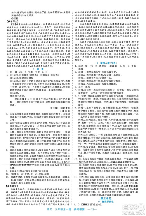 浙江工商大学出版社2023年秋精彩练习就练这一本九年级语文全一册通用版答案