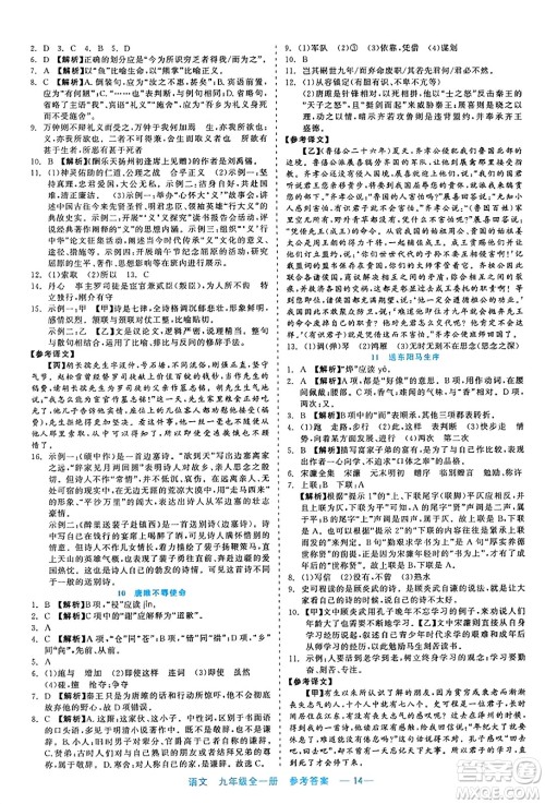 浙江工商大学出版社2023年秋精彩练习就练这一本九年级语文全一册通用版答案