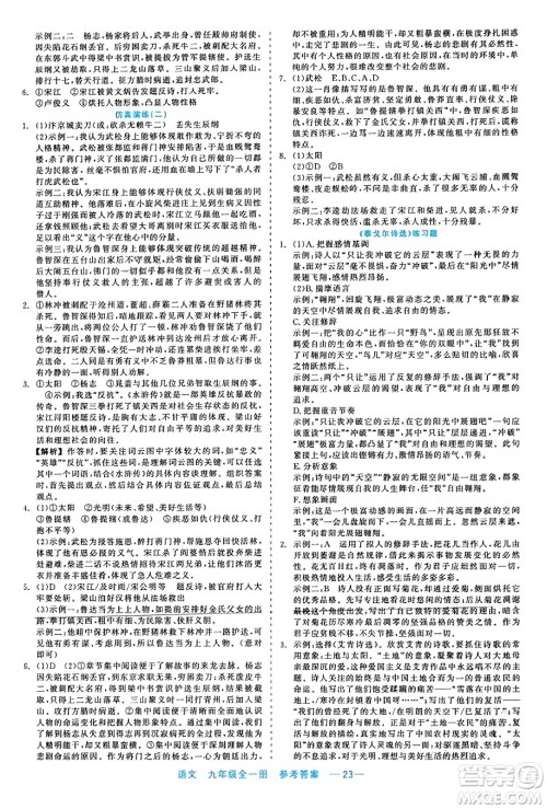 浙江工商大学出版社2023年秋精彩练习就练这一本九年级语文全一册通用版答案