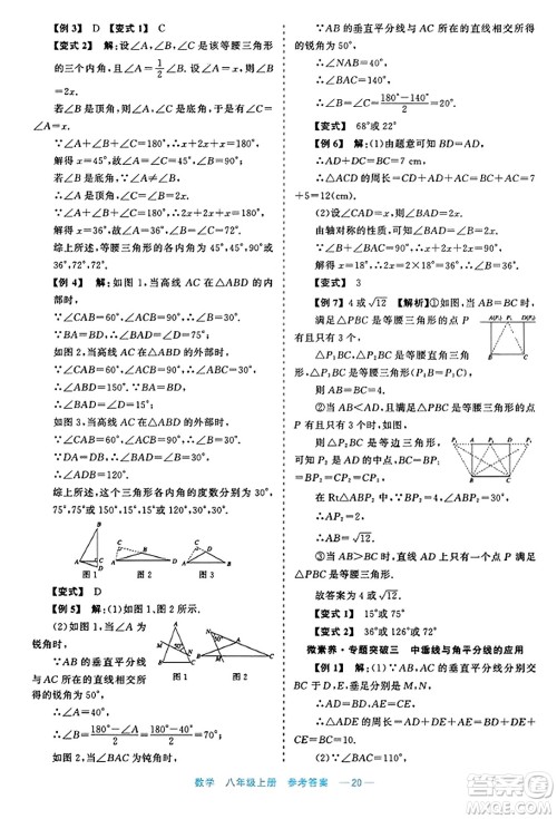 浙江工商大学出版社2023年秋精彩练习就练这一本八年级数学上册通用版答案