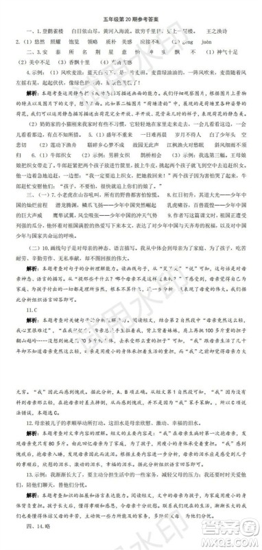 2023年秋学习方法报小学语文五年级上册第17-20期人教版参考答案