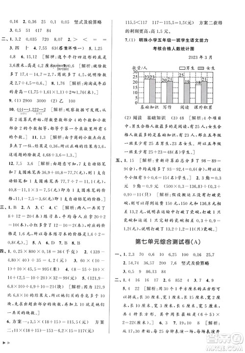 北京教育出版社2023年秋亮点给力大试卷五年级数学上册江苏版答案 北京教育出版社2023年秋亮点给力大试卷五年级数学上册江苏版答案