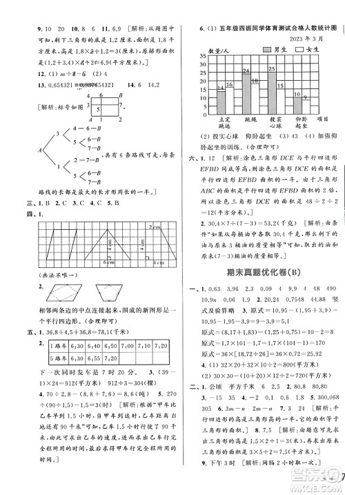 北京教育出版社2023年秋亮点给力大试卷五年级数学上册江苏版答案 北京教育出版社2023年秋亮点给力大试卷五年级数学上册江苏版答案