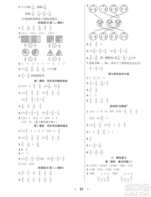 合肥工业大学出版社2023年秋七天学练考三年级数学上册苏教版参考答案