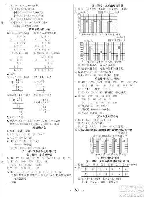 合肥工业大学出版社2023年秋七天学练考五年级数学上册苏教版参考答案