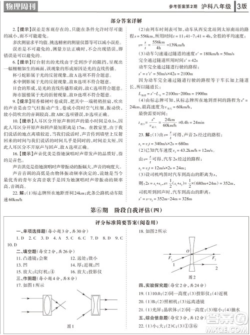 2023年秋学习方法报物理周刊八年级上册沪科版1-2期参考答案