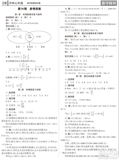 2023年秋学习方法报数学周刊七年级上册沪科版第5期参考答案