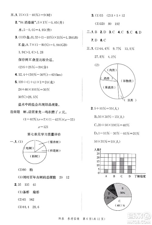 龙门书局2023年秋黄冈小状元达标卷六年级数学上册人教版答案 龙门书局2023年秋黄冈小状元达标卷六年级数学上册人教版答案