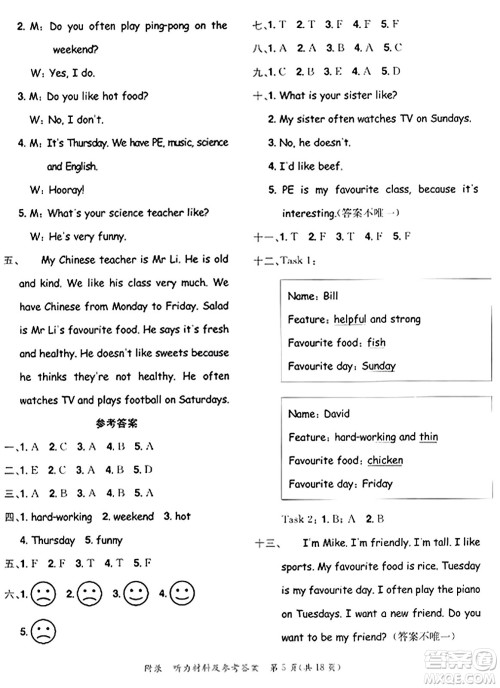 龙门书局2023年秋黄冈小状元达标卷五年级英语上册人教PEP版答案
