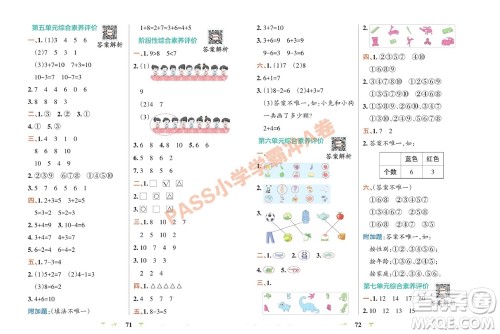 陕西师范大学出版总社有限公司2023年秋小学学霸冲A卷一年级数学上册冀教版参考答案 陕西师范大学出版总社有限公司2023年秋小学学霸冲A卷一年级数学上册冀教版参考答案